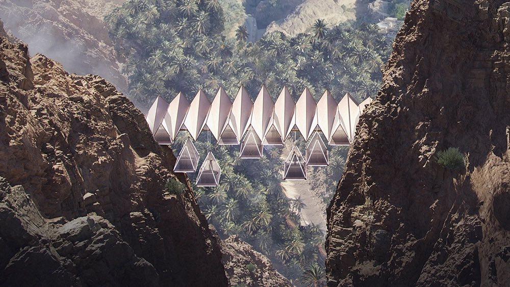 Floating Retreat in Sharjah suspends tents in the mountains